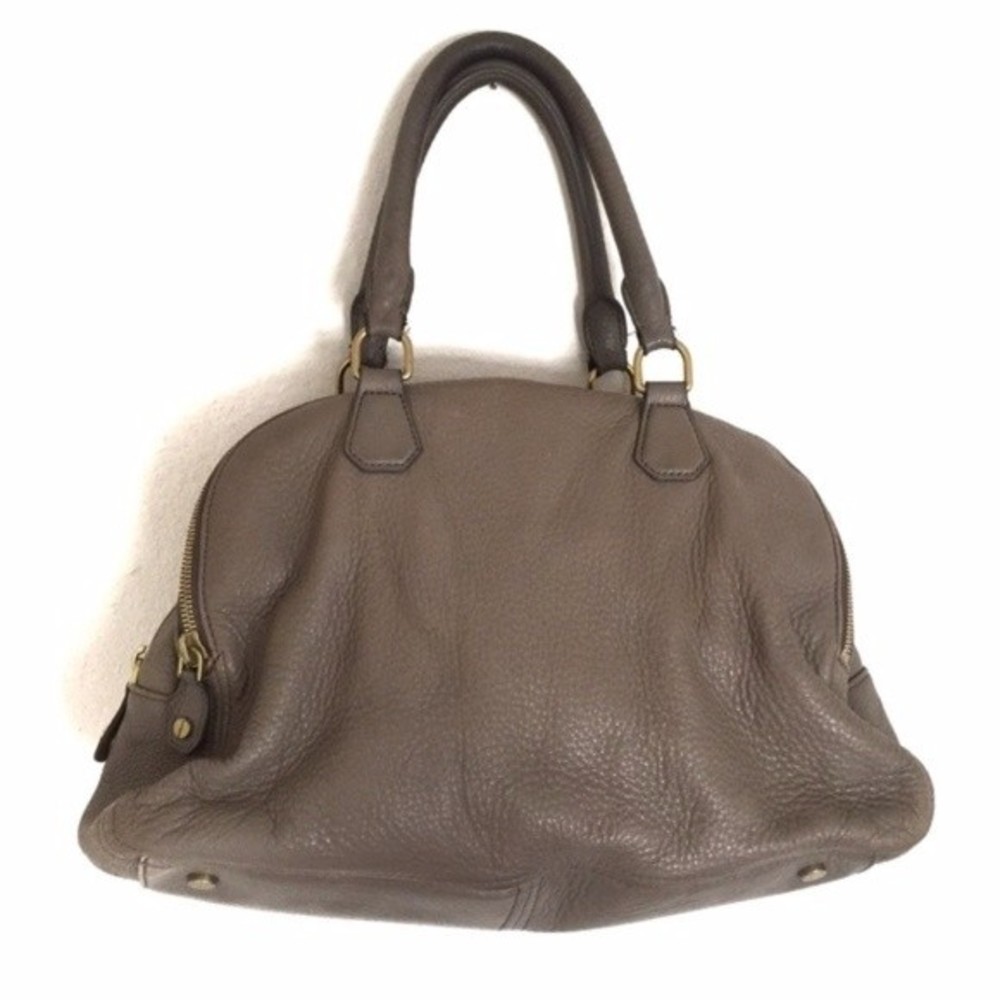 J. Crew Warm Ash Taupe Gray Pebble Leather Large "Biennial" Satchel Purse Bag